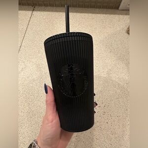 Starbucks 2024 Black Pleated Tumbler 16oz Grande Cold Cup Limited Editon Holida